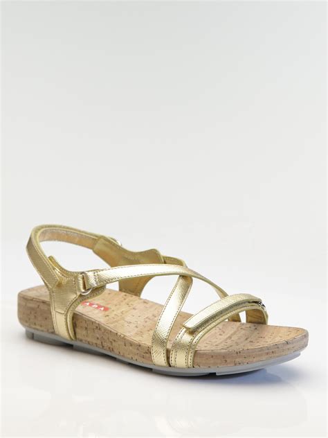 prada cross sandals|designer prada flat sandals.